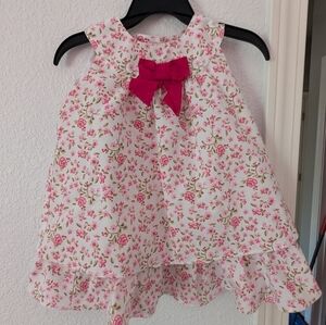 Floral Tiered Baby Dress with Pink Bow
